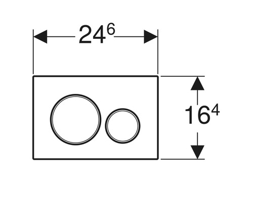 Afmetingen van een bedieningspaneel: 24,6 cm breed en 16,4 cm hoog