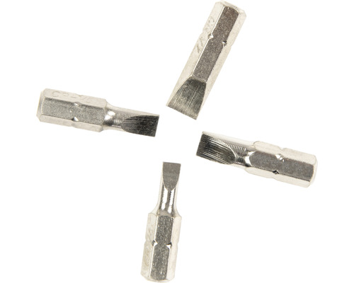 Vier schroevendraaierbits voor sleufschroeven