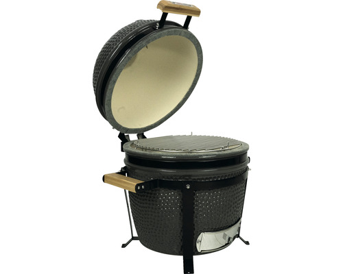 Keramische barbecue met open deksel en grillrooster