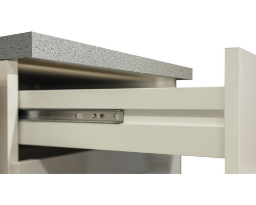 Detailopname van een open lade-element met uittrekrail