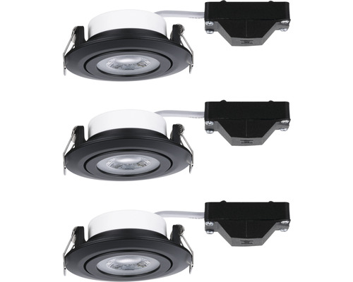 Drie LED inbouwspots met aansluitbox