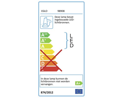 EGLO energie-efficiëntielabel met LED-indicatie