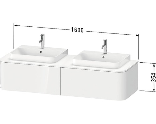 Dubbele wastafel met onderkast en afmetingen