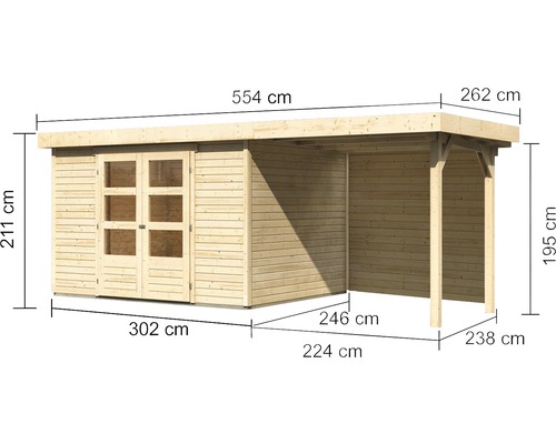 Houten tuinhuis met afmetingen