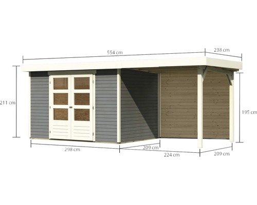 Houten tuinhuis met afmetingen