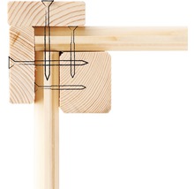 Illustratie van een houten constructie met schroeven