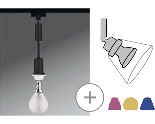 Spot voor railsysteem met verwisselbare lampenkappen