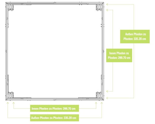 Technische tekening van de paalconfiguratie met afmetingen