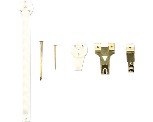 Diverse fotolijsthaken en spijkers voor wandmontage