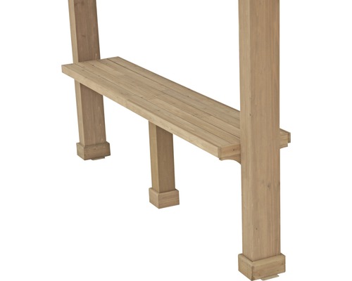 Zijtafel tbv Devon 12x12 en 12x14 hout Detailopname van een houten tafel met tafelpoten