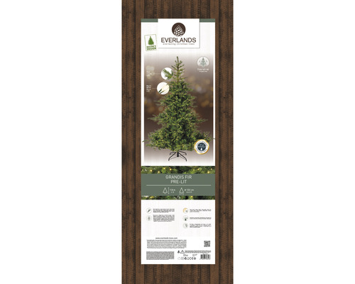 Verpakking van een kunstmatige Grandis spar met verlichting van Everlands