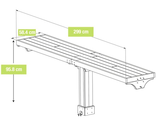 Afbeelding met maatvoering van de houten carport