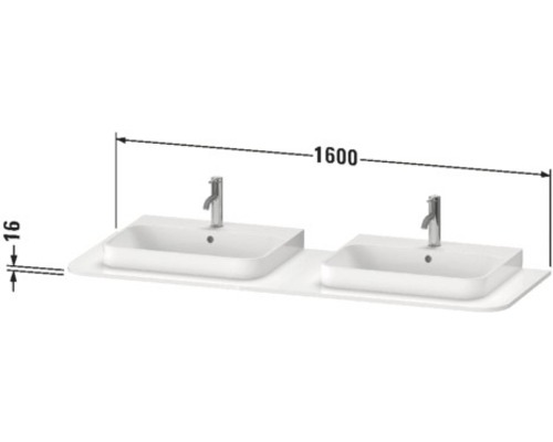 Wastafelmeubel met twee wastafels en kranen, totale breedte 1600 mm
