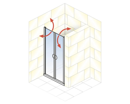 Douchecabine met draaideur en afdichtingen