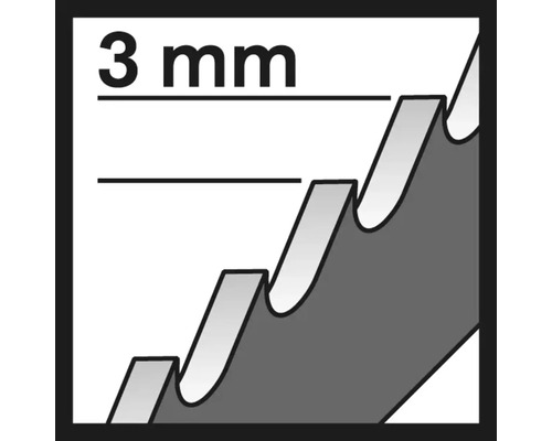 Symbool voor een tandafstand van 3 millimeter