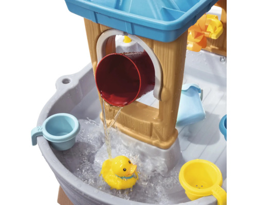 Waterspeeltafel met gele rubberen eend en waterrad voor kinderen