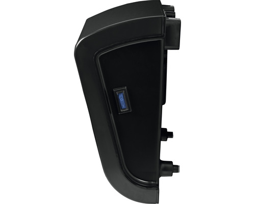 Zwarte apparaatbehuizing met schakelaar in detail