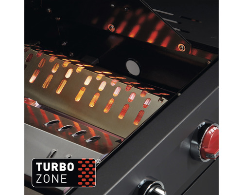 Binnenkant van een barbecue met Turbo Zone logo