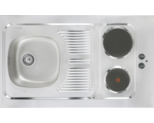 Compacte keuken met spoelbak en twee kookplaten