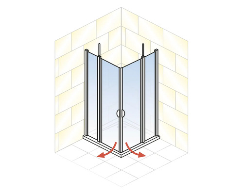 Hoekdouche met glazen panelen en frame