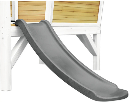 Grijze glijbaan aan een speeltoren