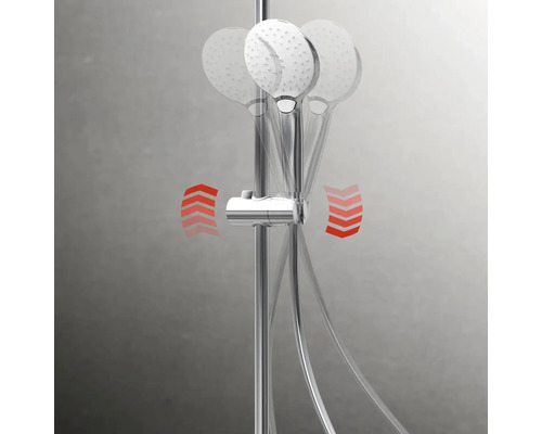 Douchestang met verstelbare houder en handdouche in verschillende posities