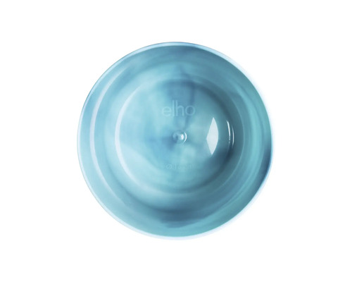 Blauwe kunststof plantenpot van bovenaf