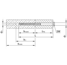 Technische tekening van een boutanker met maatvoering