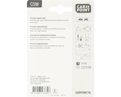 Carpoint C5W Premium signaallampen verpakking voor auto en motor