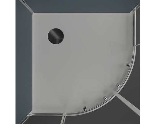 Douchecabine van bovenaf met afvoer en afgeronde hoek
