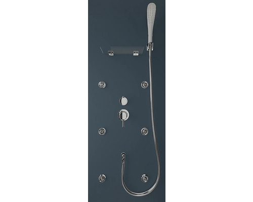 Douchepaneel met handdouche, plank en massagejets