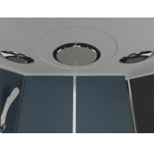 Plafond van een douchecabine met plafonddouche en ventilatiesysteem