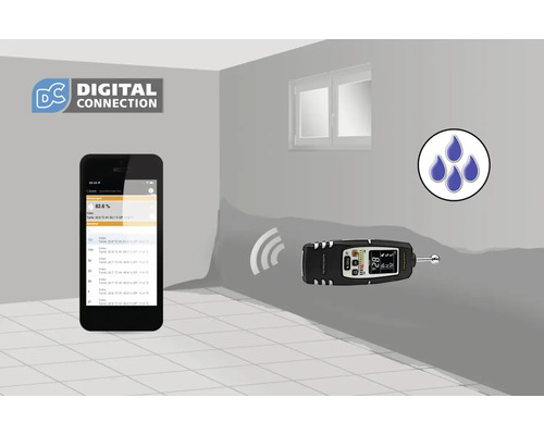 Vochtmeter met smartphoneverbinding voor vochtmeting binnenshuis