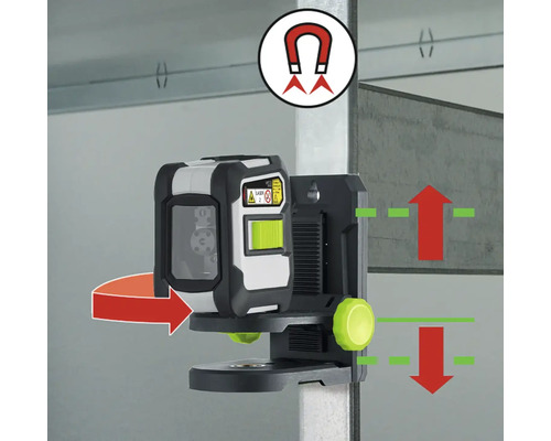 Laser kruislijn nivelleerapparaat met magneetfunctie en instelmechanisme