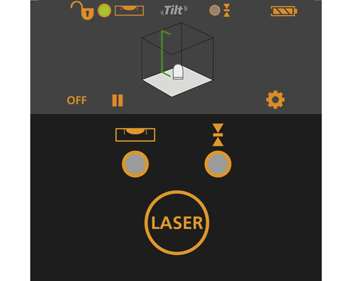 Display van een waterpas-app
