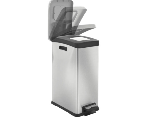 Roestvrijstalen pedaalemmer met open deksel