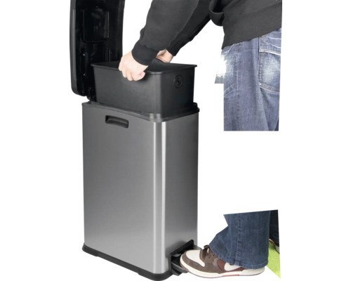 Roestvrijstalen afvalemmer met voetpedaal en uitneembare binnenemmer