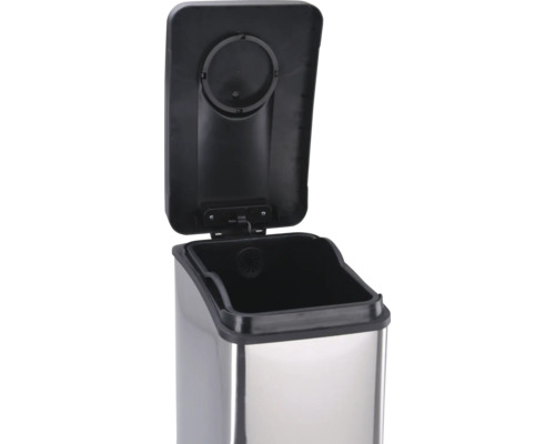 Geopende rechthoekige afvalemmer van roestvrij staal