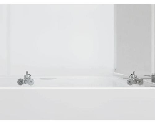 Detailaanzicht van een douchecabine met rolmechanisme