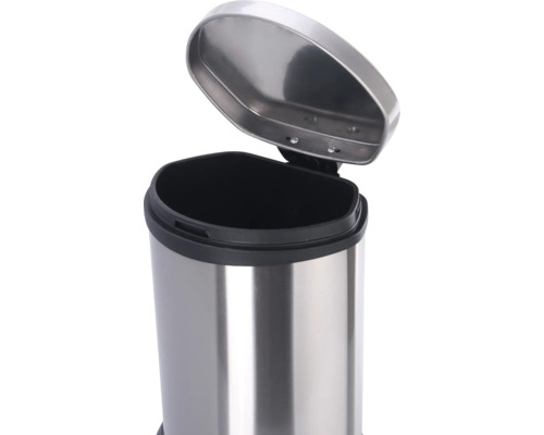 Roestvrijstalen pedaalemmer met open deksel