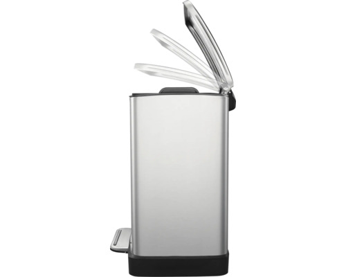 Roestvrijstalen pedaalemmer met open deksel