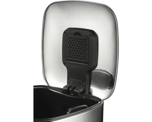 Detailweergave van een afvalemmer met open deksel