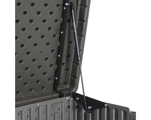 Detail van een geopende opbergbox met gasveer