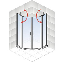 Hoekdouche met vouwdeuren en ventilatie