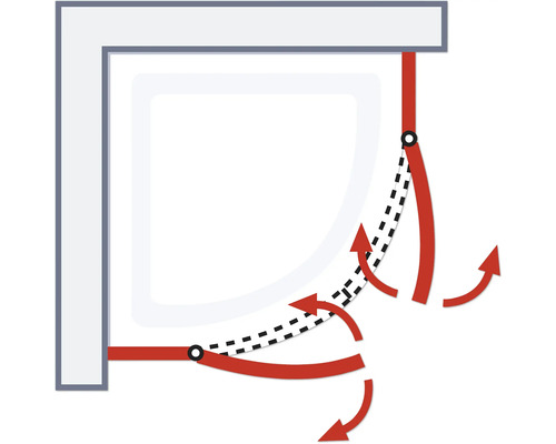 Schema van een douche met vouwdeuren