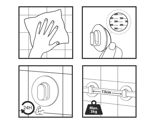 Instructies voor de montage van een zelfklevend badkameraccessoire