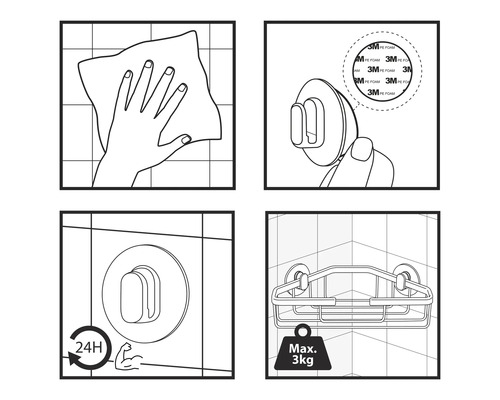 Montage-instructies voor hoekrek met zelfklevende folie