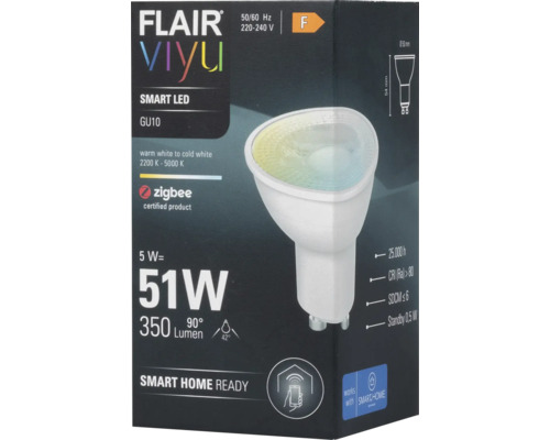 FLAIR Viyu Smart LED lamp GU10 voor gebruik met Smart Home systemen