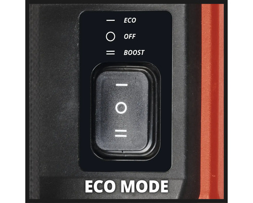 Close-up van een schakelaar met de instellingen Eco, Uit en Boost.