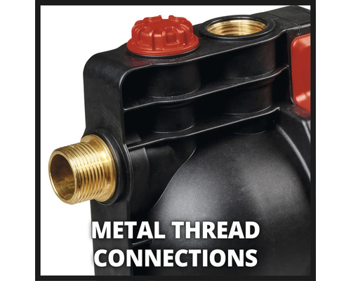 Detail van een hydrofoorpomp met metalen schroefdraadverbindingen